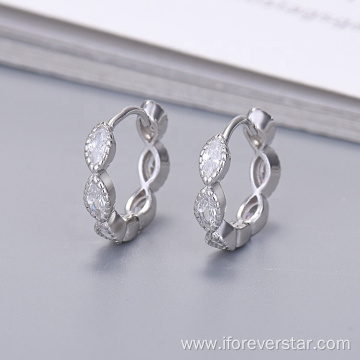 Earrings Rhodium Plating 925 Silver Circle Hoop Earrings